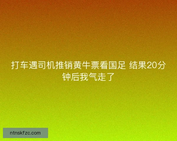 打车遇司机推销黄牛票看国足 结果20分钟后我气走了