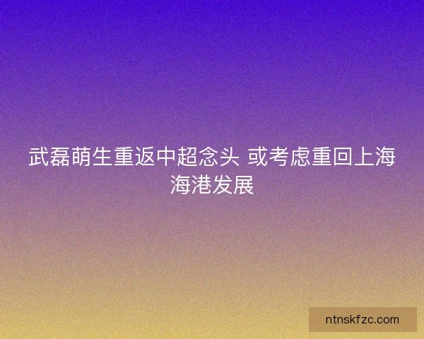 武磊萌生重返中超念头 或考虑重回上海海港发展